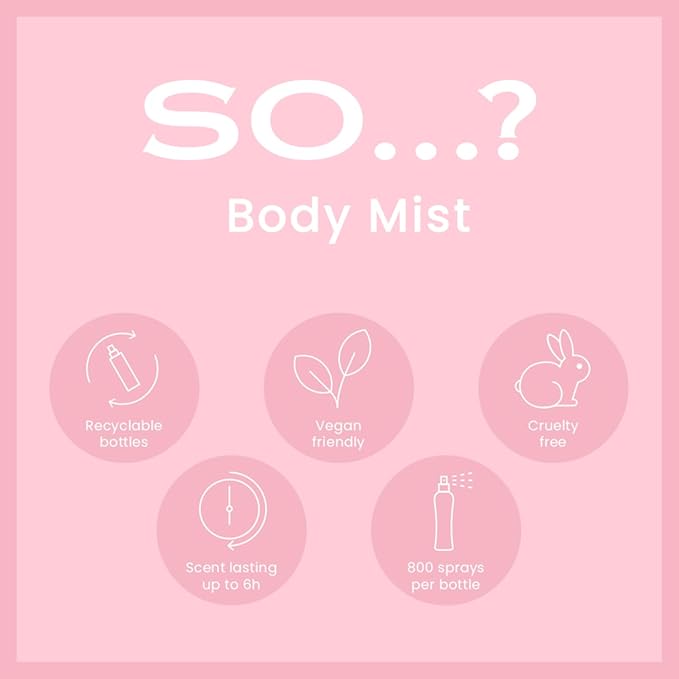 So…? Body Mist Set - Body Spray for Women - Cruelty Free, Vegan Perfumes for Women - 650 to 1000 Sprays - Travel Size Gift Set - 4 pcs
