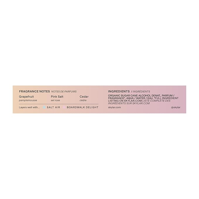 Skylar Pink Canyon Eau de Parfum - Hypoallergenic & Clean Perfume for Women & Men, Vegan & Safe for Sensitive Skin - Notes of Grapefruit, Pink Salt & Cedar - 10mL /0.33 Fl oz
