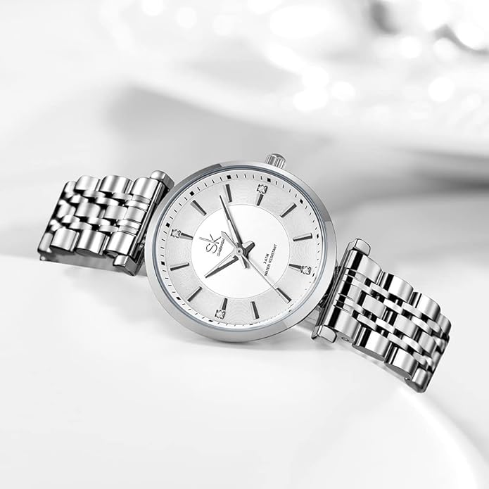 SHENGKE SK Classic Women Watches Fashion Ladies Dress Watch Solid Stainless Steel Band