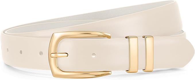 WHIPPY Women's Leather Belts for Jeans Pants Fashion Ladies Belt Gold Buckle Belts for Women
