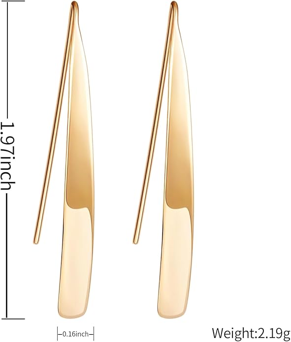 14K Gold Hoop Earrings for Women, Hypoallergenic Spiral Threader Gold Plated Dangle Earrings Fashion Jewelry，Gift for Women
