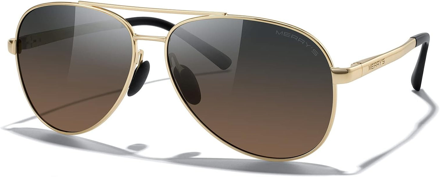 MERRY'S Aviator Sunglasses for Men Women - Polarized Driving Sun glasses Mirrored Lens UV 400 Protection 58 MM