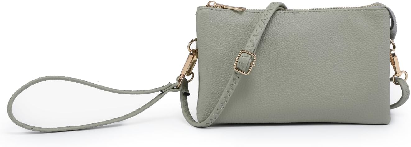 JEN & CO. Riley Small Crossbody Bags for Women Vegan Leather Wristlet Clutch Wallet Purses Handbags with 2 Straps