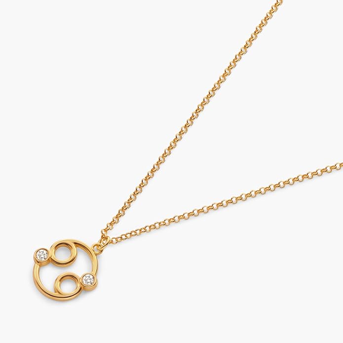 OAK & LUNA - Zodiac Sing Necklace – Moissanite Star Sign Pendant on 18" Rolo Chain – Available in 18K Gold Vermeil or Sterling Silver