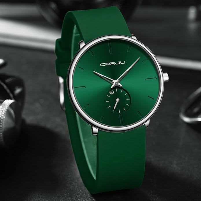 CRRJU Men’s Women Watch Casual Stylish Waterproof Quartz Unisex Wristwatches, Ultra Thin Watches for Men Women, Colorful Silicone Band