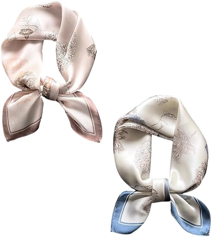 FONYVE Silk Feeling Scarf Medium Square Satin Head Scarf for Women 27.5 × 27.5 inches
