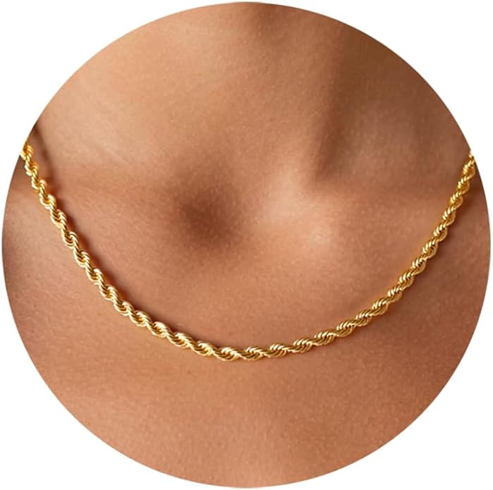 Link Gold Chain 14K Gold Plated Trendy Rope Paperclip Thick Chain Necklace Minimalist Layered Gold Chain Choker Necklaces for Women