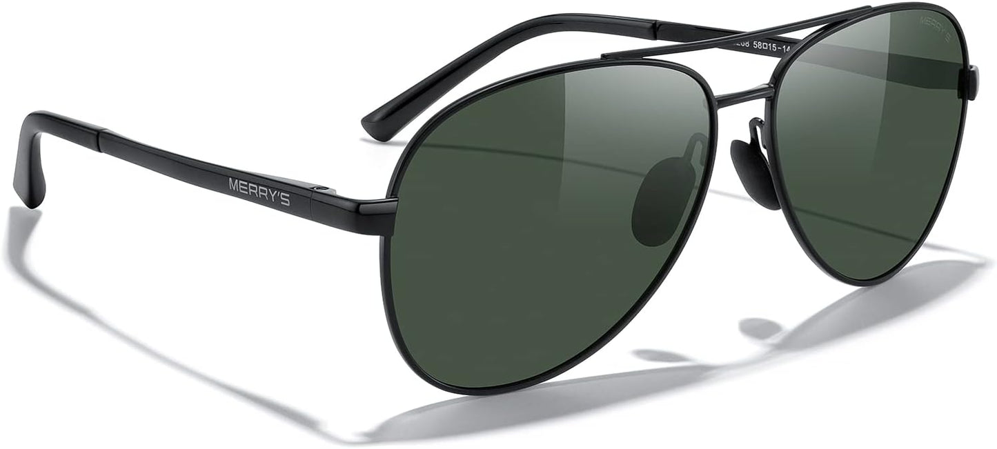 MERRY'S Aviator Sunglasses for Men Women - Polarized Driving Sun glasses Mirrored Lens UV 400 Protection 58 MM
