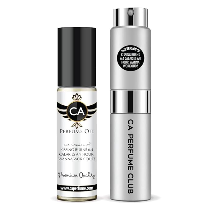 CA Perfume Impression of Kissing Burns 6.4 Calories An Hour Unisex Eau De Parfum Amber Vanilla Scent Long Lasting Unisex Fragrance Travel Size TSA Ready for Day and Night Wear 0.33 Fl Oz 10ml