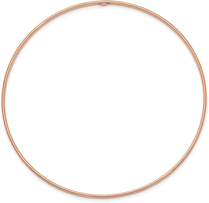 Solid 14K 1.5mm Rose Gold Slip-On Bangle Bracelet