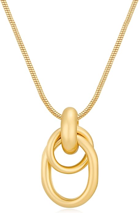 Gold Knot Pendant Necklace for Women Statement Gold Necklace 14K Gold Plated Knot Choker Trendy Jewelry