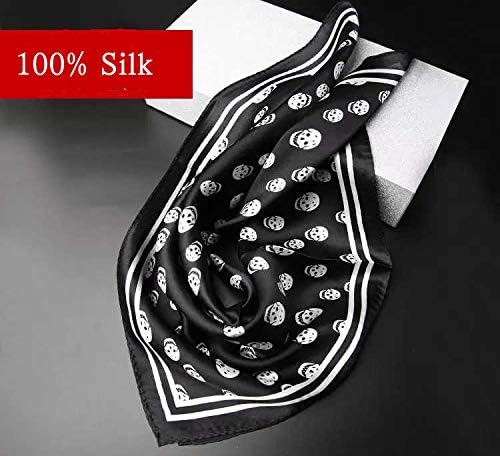 ANDANTINO 100% Real Mulberry Silk Scarf -21'' x 21''- Lightweight Neckerchief –Women Men Small Square Digital Printed Scarves