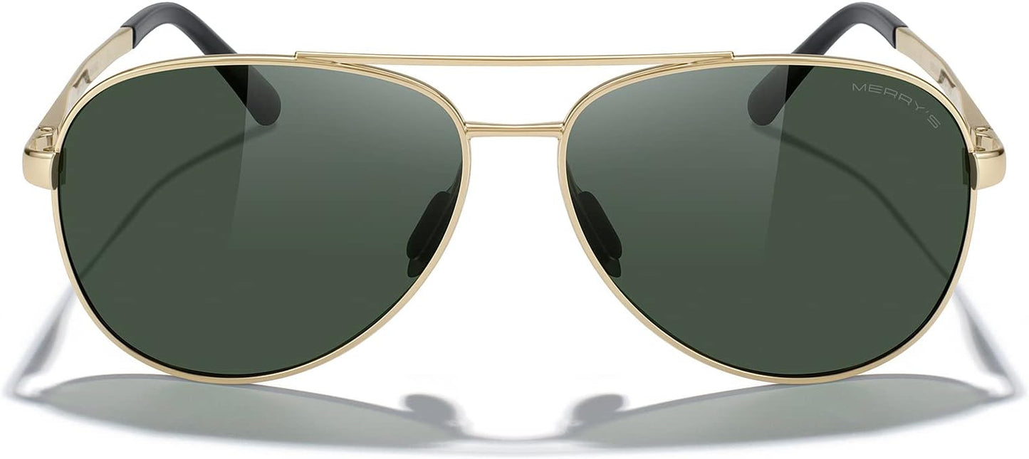 MERRY'S Aviator Sunglasses for Men Women - Polarized Driving Sun glasses Mirrored Lens UV 400 Protection 58 MM