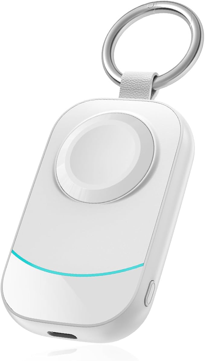 2500mAh Travel Charger for Apple Watch - Portable Charger with Keychain for Apple Watch - Stocking Stuffers for Men, Women, and Adults White