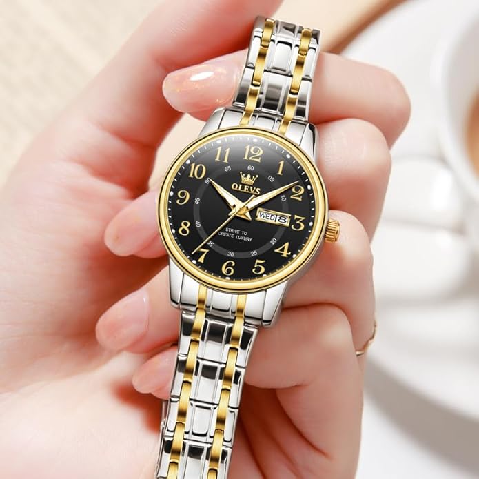 OLEVS Stainless Steel Women's Watch Dress Watches for Women with Date Fashion Ladies Business Waterproof Analog Quartz Small Wrist Watch Reloj Mujer