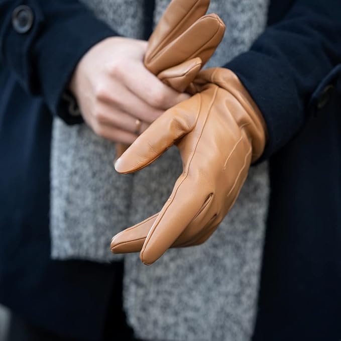 Downholme Touchscreen Leather Cashmere Lined Gloves for Men