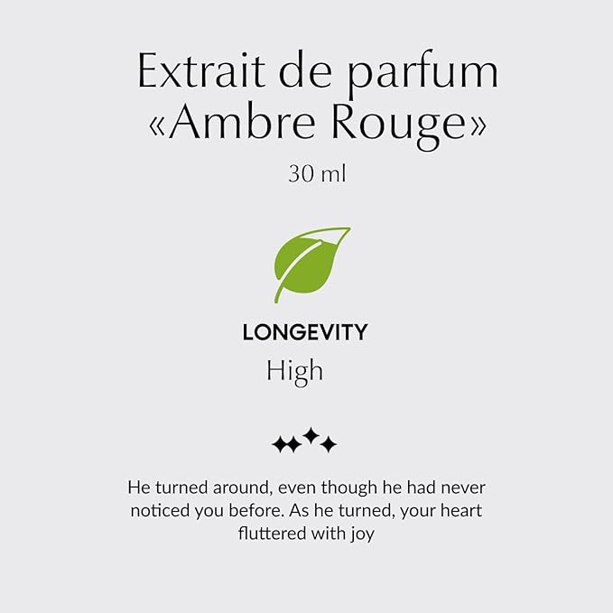 PREparfume From France Ambre Rouge 30ml – Warm Oriental Floral Scent From France – Luxury Fragrance with Saffron, Jasmine – Long Lasting Perfume With Amber and Oud Notes