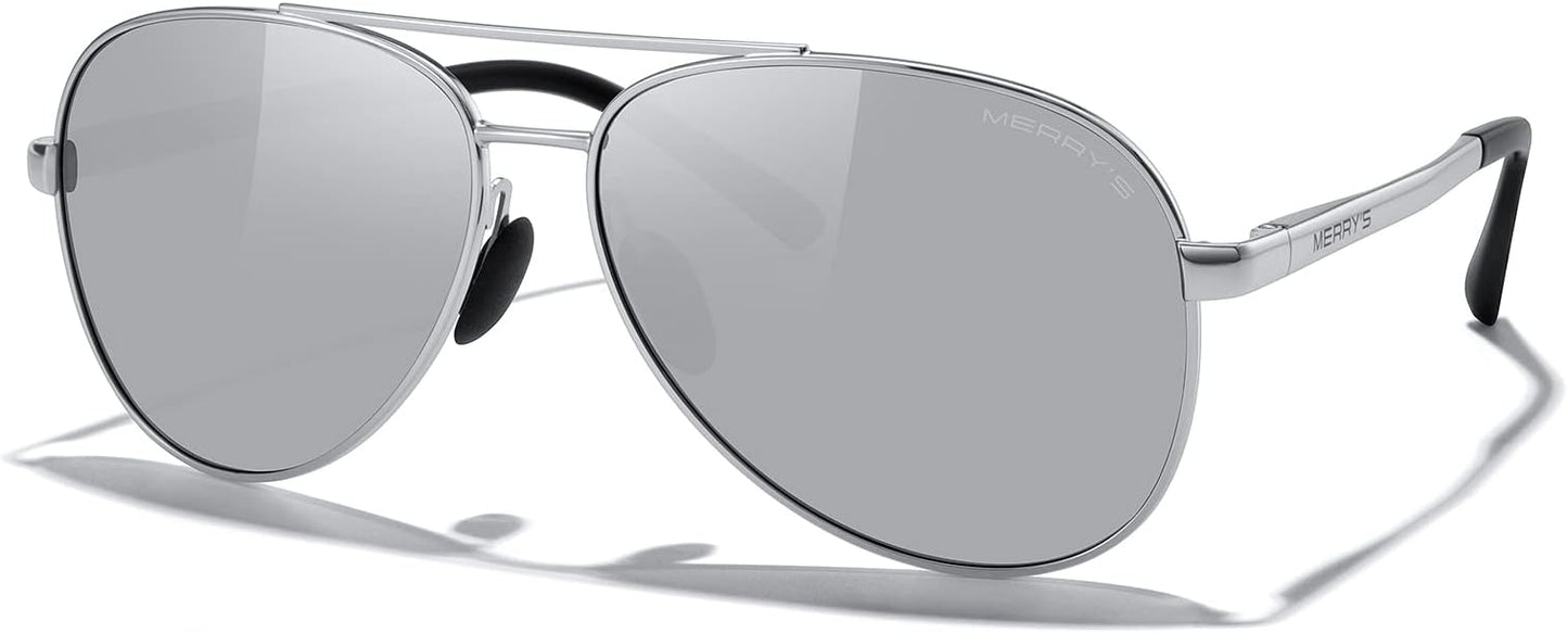 MERRY'S Aviator Sunglasses for Men Women - Polarized Driving Sun glasses Mirrored Lens UV 400 Protection 58 MM