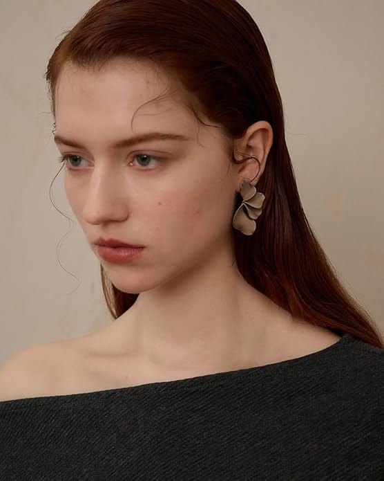 Flower Earrings For Women Large Brown and Wine Red Painted Floral Dangle Statement Earring Chunky Burgundy Fall Earrigs Gift