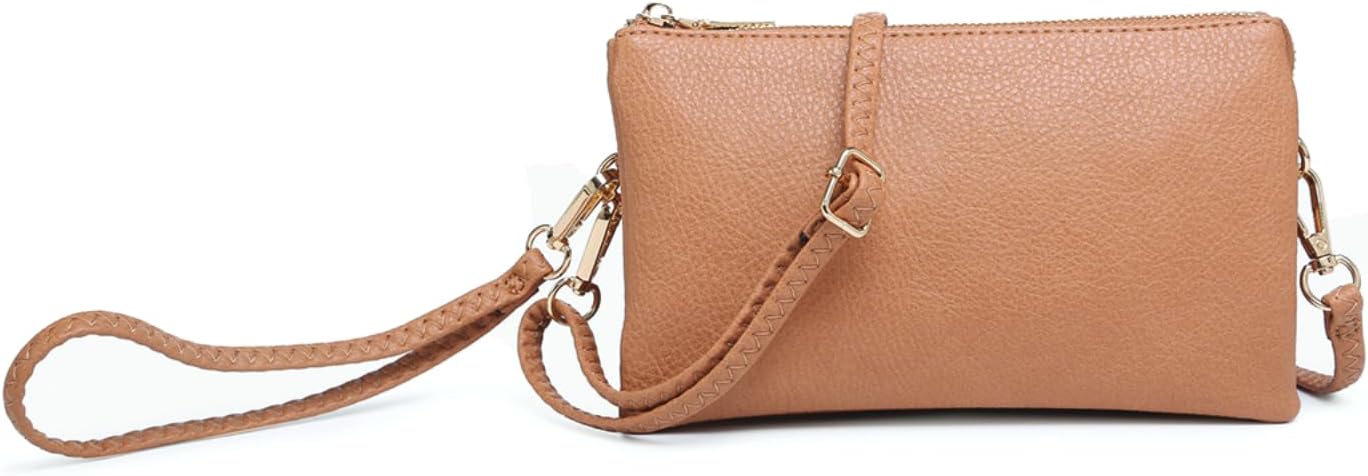 JEN & CO. Riley Small Crossbody Bags for Women Vegan Leather Wristlet Clutch Wallet Purses Handbags with 2 Straps