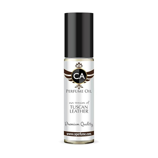 CA Perfume Impression of Tuscan Leather for Men Eau De Parfum Leather Scent Long Lasting Cologne for Men Travel Size TSA Ready for Day and Night Wear 0.33 Fl Oz 10ml
