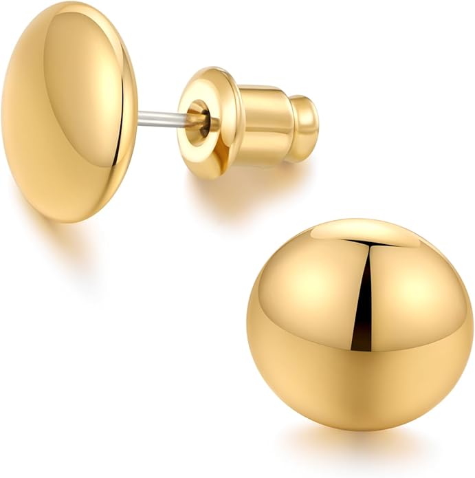 FAMARINE Dot Earrings Gold Silver Stud Earrings for Women Flat Round Earring Minimalist Earring