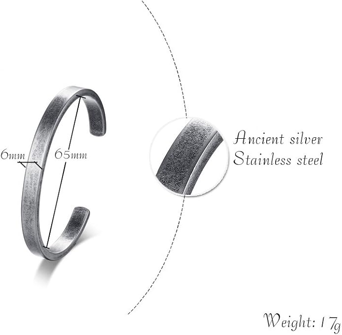 MEALGUET Stainless Steel Mens Cuff Bracelet : Minimal Cool Silver/Black/Gold Plated Open Metal Cuff Bangle Bracelets for Men,Mens Bracelet Jewelry Gift