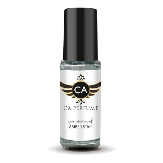 CA Perfume Impression of Amber Star Unisex Perfume Oil Amber Woody Scent Long Lasting Fragrance for Women and Men Travel Size Mini Perfume Sample TSA Ready Body Oil Roll-on 0.14 Fl Oz 4ml