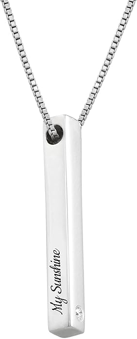 OAK & LUNA - Personalized Pillar Bar Necklace with Diamond Options - Custom Inscription Engraved Pendant - Up to 4 Names - Jewelry Gift for Women, Her, Mother For Mother's Day, Christmas