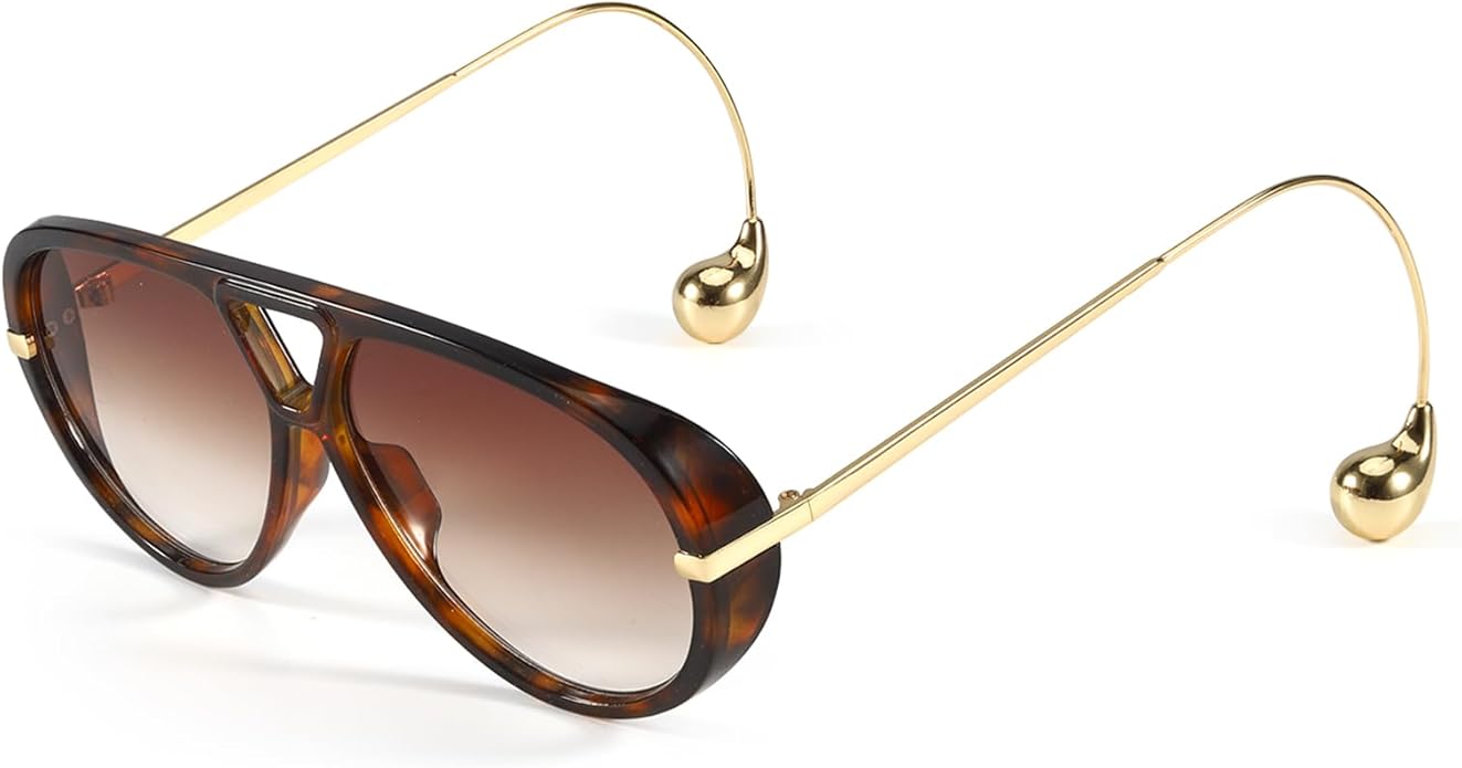 SODQW Oversized Aviator Sunglasses for Women With Earring Trendy Large Big XL Size 2025 Designer Ladies Shades