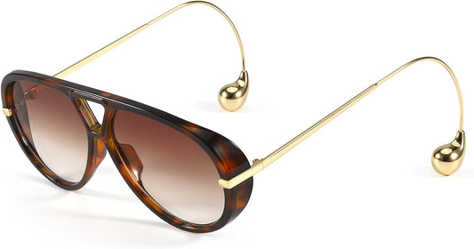 SODQW Oversized Aviator Sunglasses for Women With Earring Trendy Large Big XL Size 2025 Designer Ladies Shades