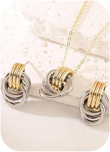 Gold Knot Pendant Necklace for Women Gold Statement Geometric Necklace Dainty Link Choker Necklace Trendy Jewelry Accessories