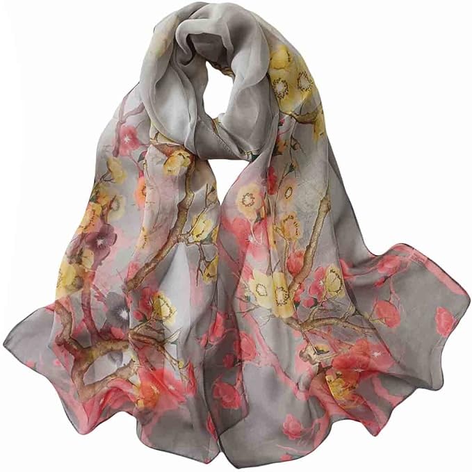 Pokeedioty Scarfs for Women Lightweight Scarves Elegant Floral Pattern Sheer Scarfs Shawls Wraps