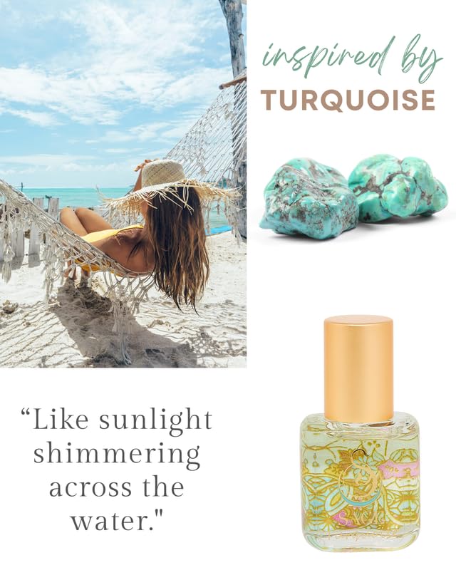 The Sage Lifestyle Turquoise Roll On, Oil, Extract, Grapefruit, Sandalwood, White Musk, Perfume for Women, Long Lasting, Clean Fragrance, Artisan, Parfum, 1/4 oz, Travel Size, Mini Perfume for Women