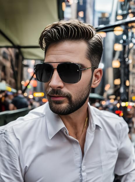 FEISEDY Sunglasses Mens Women Vintage Pilot Square Trendy Metal Steampunk Fishing Driving Sun Glasses B2894