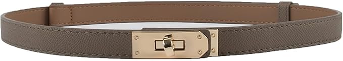 FENLDY Adjustable Thin Belts For Womens Skinny Belts For Dresses Womens Solid Color Alloy Turn Lock Belts For Jeans