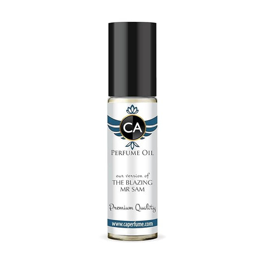 CA Perfume Impression of The Blazing Mr Sam for Men Perfume Oil Woody Spicy Scent Long Lasting Cologne for Men Travel Size TSA Ready Mini Parfum Body Oil Roll-on 0.33 Fl Oz 10ml