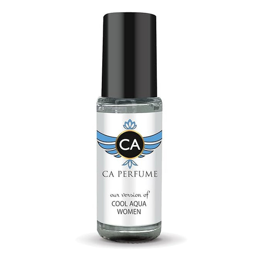 CA Perfume Impression of Cool Aqua Women Perfume Oil Aromatic Aquatic Scent Long Lasting Perfumes for Women Travel Size Mini Perfume Sample TSA Ready Body Oil Roll-on 0.14 Fl Oz 4ml