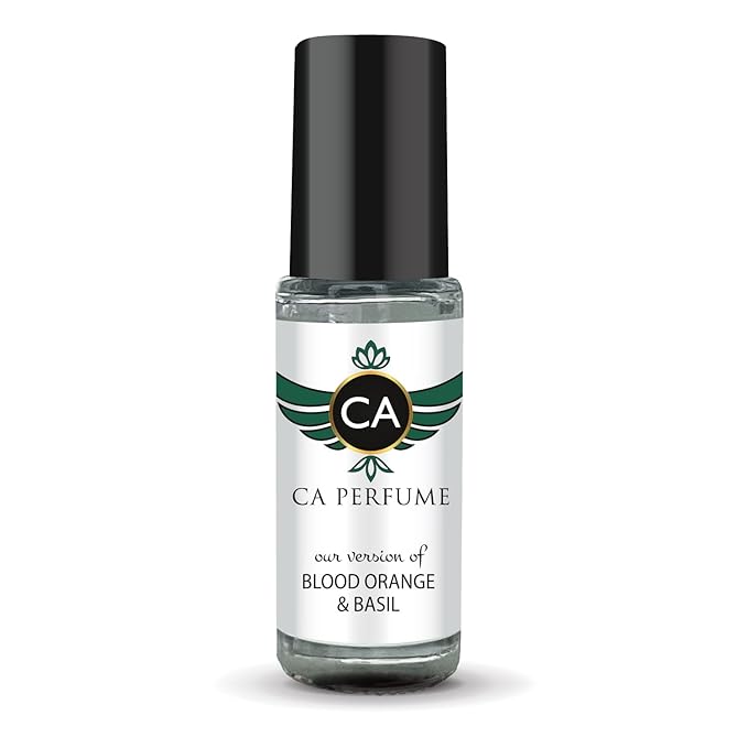 CA Perfume Impression of Blood Orange & Basil Unisex Perfume Oil Citrus Aromatic Long Lasting Fragrance for Women and Men Travel Size Mini Perfume Sample TSA Ready Body Oil Roll-on 0.14 Fl Oz 4ml