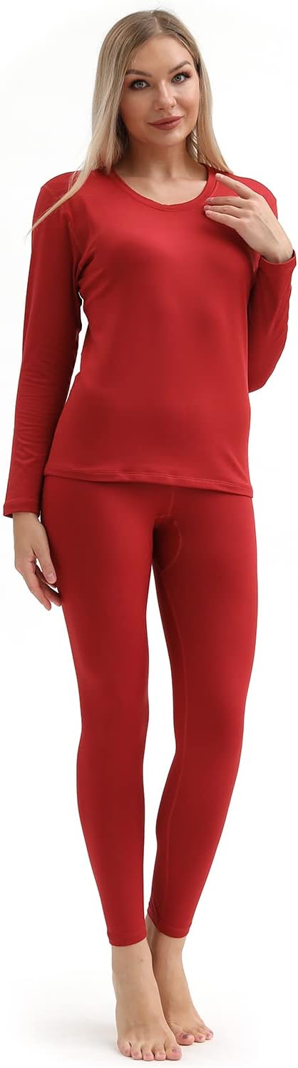 PISIQI Thermal Underwear Women Ultra-Soft Long Johns Set Base Layer Skiing Winter Warm Top & Bottom