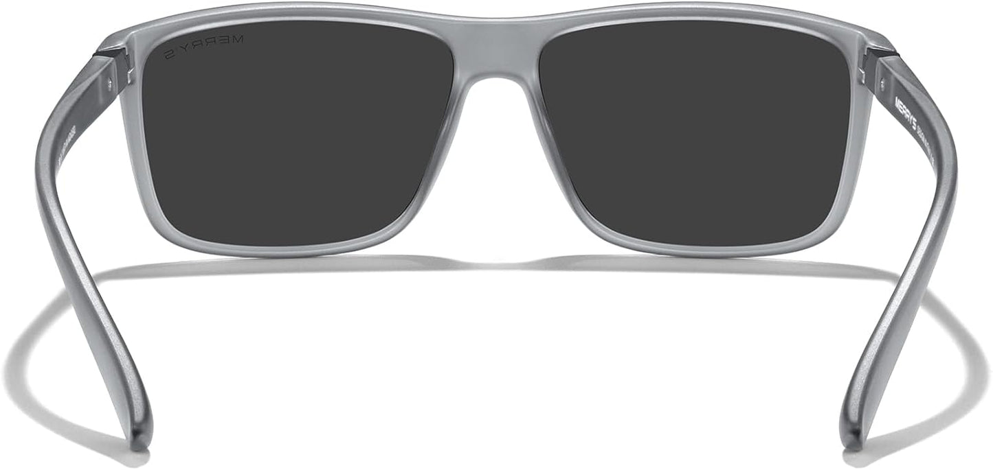 MERRY'S Rectangular Polarized Sports Sunglasses for Men Women Cycling Driving Fishing UV400 Protection S8225
