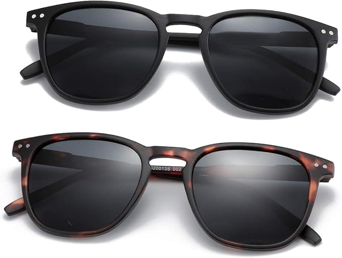 ZENOTTIC Polarized Sunglasses for Women Men: Retro Shades Round | Square Frame UV Protection 2 Pack