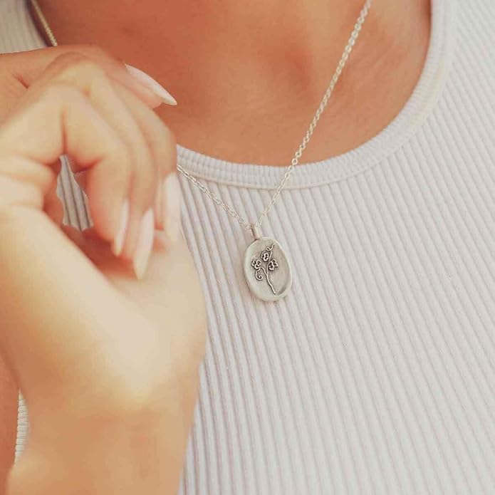 LISA LEONARD DESIGNS Pewter Birth Flower Pendant Necklace Minimalist Jewelry Necklaces For Women Gift For Her Dainty Necklaces