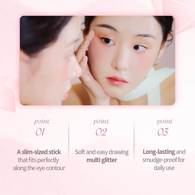 INGA Shine Eyes Stick Shadow - Creamy Shimmer Eyeshadow, Smudge-Proof, Easy-to-Blend, Long-Lasting Eye Makeup Stick with Precise Tip for Easy Application (Pure Rosy)