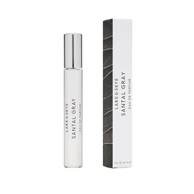 Lake & Skye Santal Gray Eau de Parfum Travel Spray, Long Lasting Fragrance, 0.5 fl oz (15 ml) - Santal, Cardamom, Sandalwood, Earthy, Musk, Vegan, Paraben-Free, Cruelty-Free