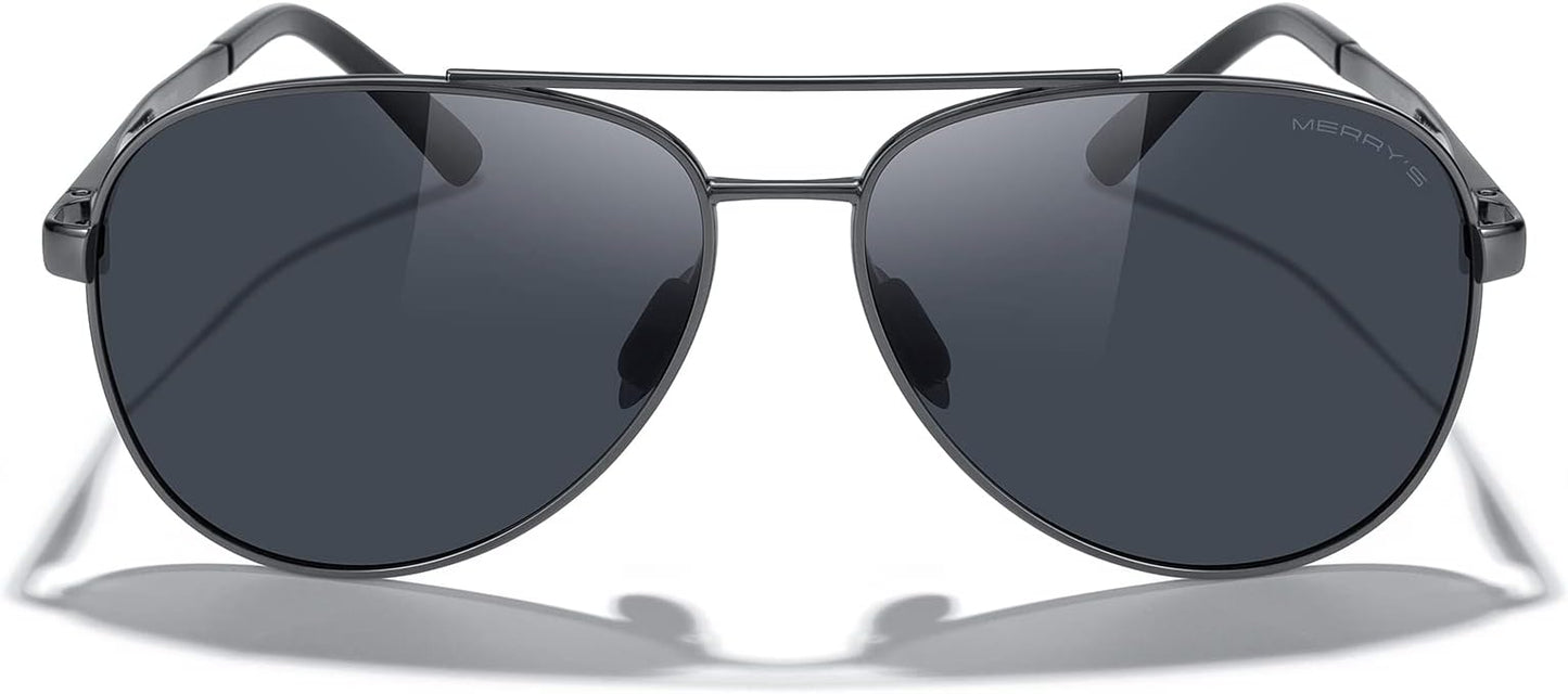 MERRY'S Aviator Sunglasses for Men Women - Polarized Driving Sun glasses Mirrored Lens UV 400 Protection 58 MM