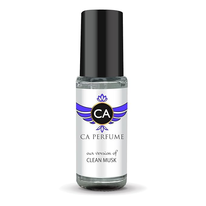 CA Perfume Originals Clean Musk Unisex Perfume Oil Musk Scent Long Lasting Fragrance for Women and Men Travel Size Mini Perfume Sample TSA Ready Body Oil Roll-on 0.14 Fl Oz 4ml