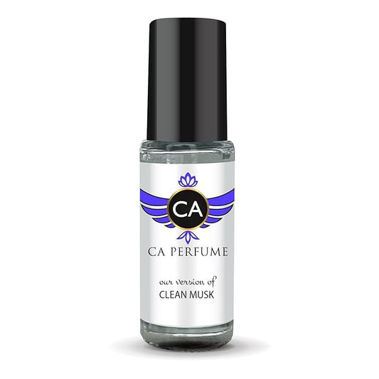 CA Perfume Originals Clean Musk Unisex Perfume Oil Musk Scent Long Lasting Fragrance for Women and Men Travel Size Mini Perfume Sample TSA Ready Body Oil Roll-on 0.14 Fl Oz 4ml
