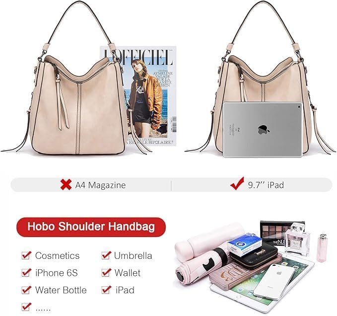 Realer Hobo Crossbody Bags for Women Designer Faux Leather Hobo Handbags Retro Large Size Shoulder Bag Bucket Purse