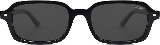 SOJOS Trendy Rectangle Polarized Sunglasses Womens Mens, Small Retro Fashion Thin Slim Square Sunnies SJ2610